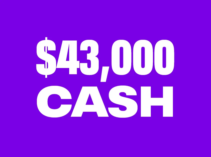 $43,000 cash